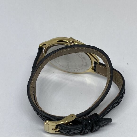 Michael Kors MK2315 Women Black Leather Analog Champagne Dial Quartz Watch XR514 - Picture 10 of 12